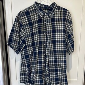 OOBE Indigo Dye Blue Plaid Short Sleeve Shirt Size XXL